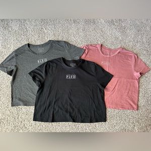 3 size small fleo crop Tshirts$25 for all (>$75 value).